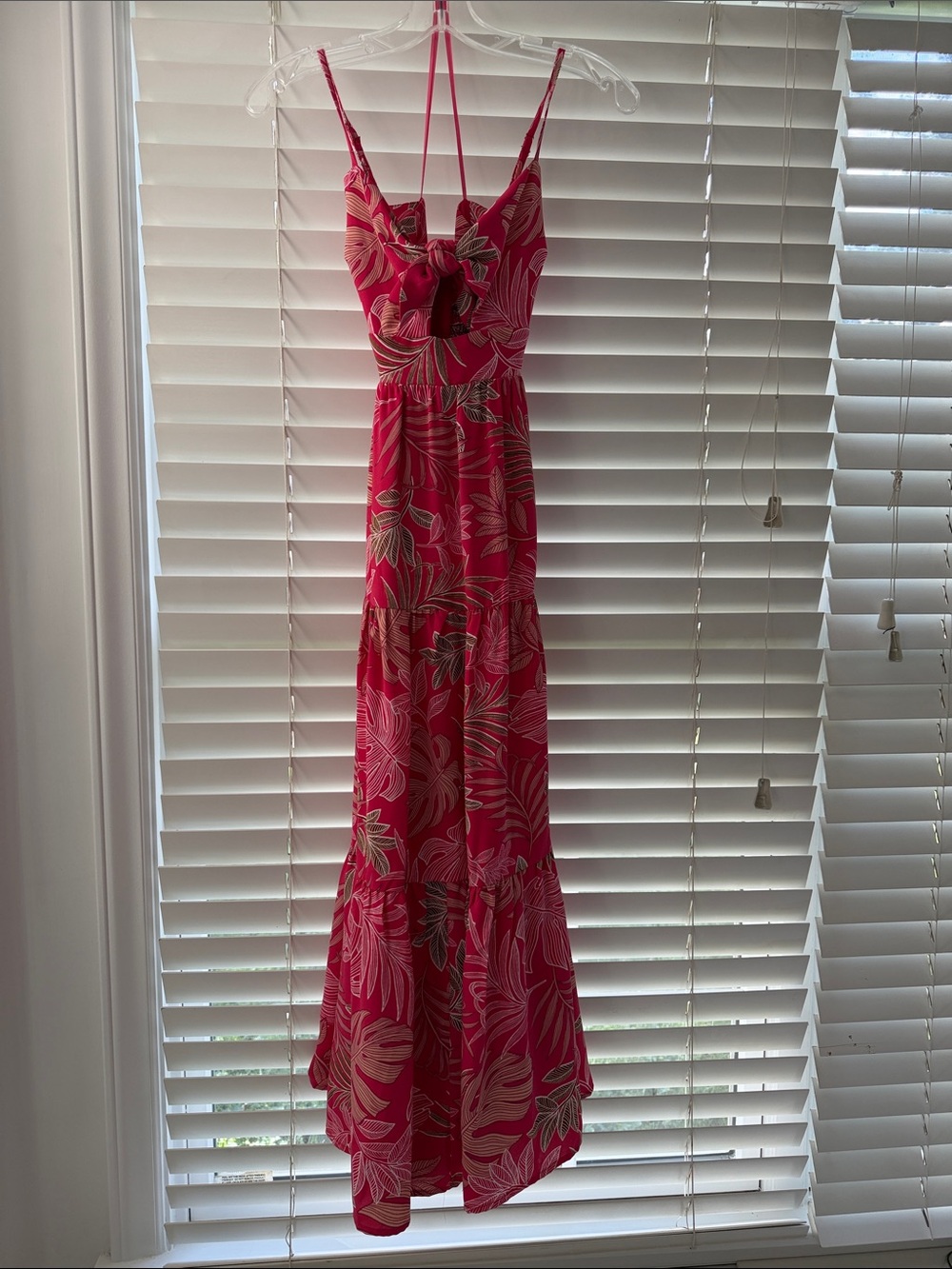 Sugarlips Hot Pink Tropical Tie-Front Maxi Dress
